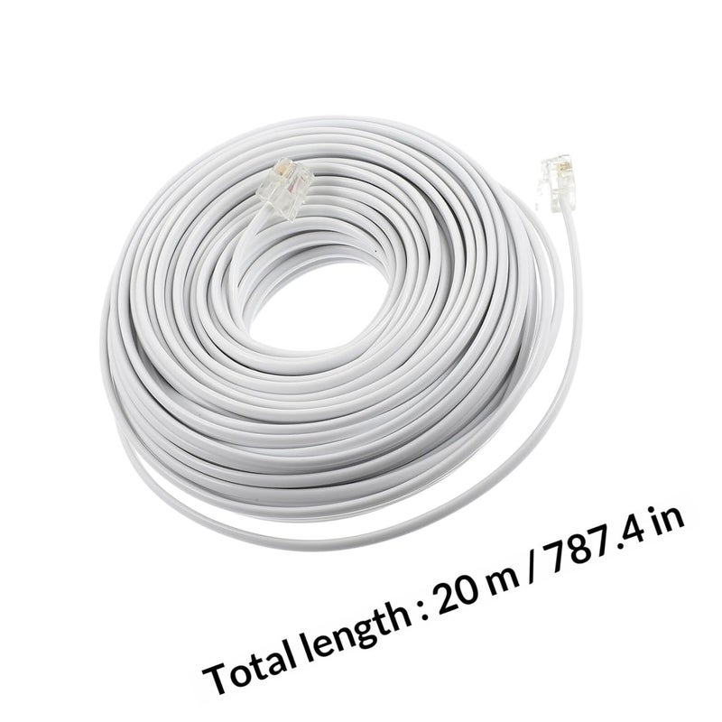 Telephone Extension Cord 4-core Rj11 Landline Cable 20m White Phone Connecting Wire for Home and Office Landline Phones - Image 2