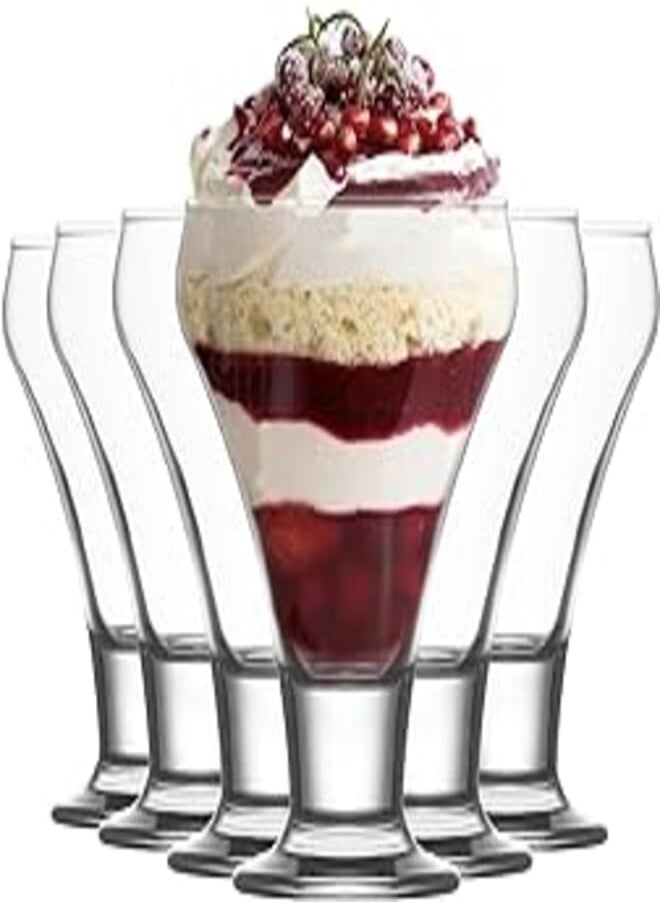 LAV LAV FROSTY Glass Bowl /305 cc - 250 gm / 6 Pcs/Elegant design, Trusted Brand, Attractive shape of Ice Cream, Jelly, Custard, Dessert/High Quality Materials 