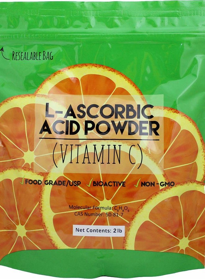 L-Ascorbic Acid Powder 99.98+% Food Grade USP/BP Naturally Fermented Pure White Crystals Form of Vitamin C - Choose Size 2 lb Bag asc2 1