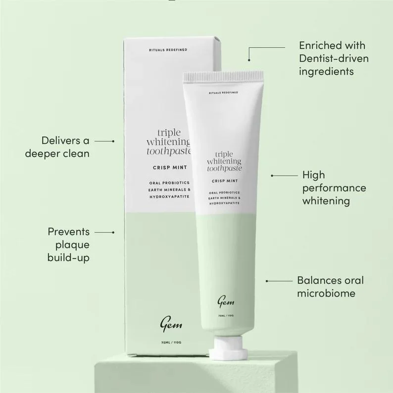 Gem Gem Triple Whitening Toothpaste Crisp Mint 110G