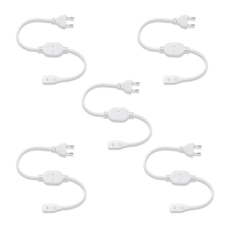 MURPHY 220V AC PIN Connector/Adaptor/Cable for LED (SMD 2835-120 LED/Mtr.) Rope Light (Pack of 5), White - Image 1