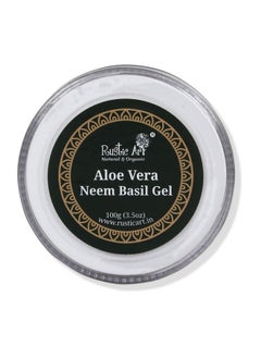 Rustic Art Organic Aloe Vera Neem Basil Gel | Soothing, Cooling | Anti Acne, Reduces Redness | For Kids, Women & Men | 100G  - Image 2