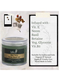 Rustic Art Organic Aloe Vera Neem Basil Gel | Soothing, Cooling | Anti Acne, Reduces Redness | For Kids, Women & Men | 100G  - Image 4