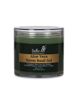 Rustic Art Organic Aloe Vera Neem Basil Gel | Soothing, Cooling | Anti Acne, Reduces Redness | For Kids, Women & Men | 100G  - Image 3
