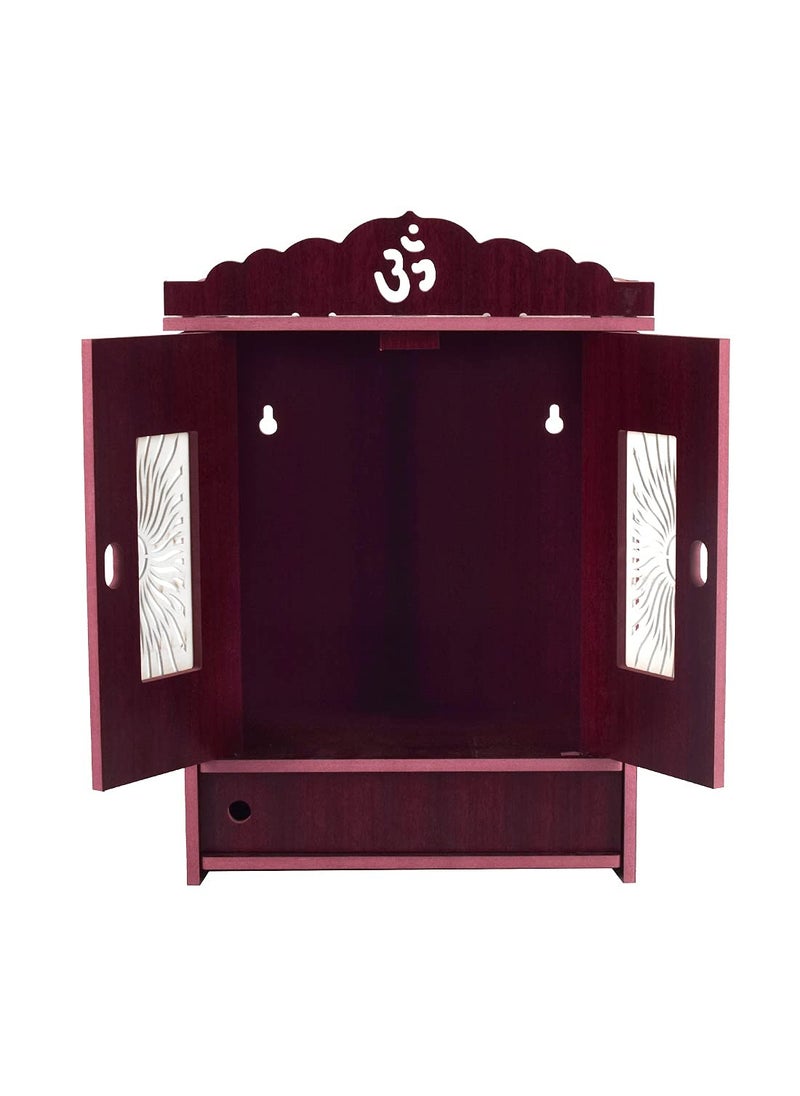 AVAD AVAD Wooden Acrylic Door Temple Handmade Wooden Beautiful Temple Attractive Design Temple Pooja Stand For Home And Office Maroon 41 Cm 17 Cm  - Image 3