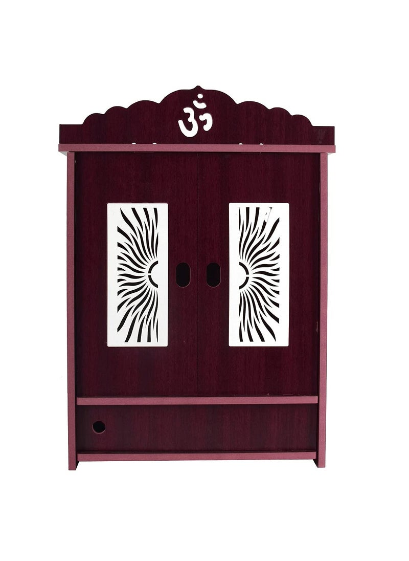 AVAD AVAD Wooden Acrylic Door Temple Handmade Wooden Beautiful Temple Attractive Design Temple Pooja Stand For Home And Office Maroon 41 Cm 17 Cm  - Image 1