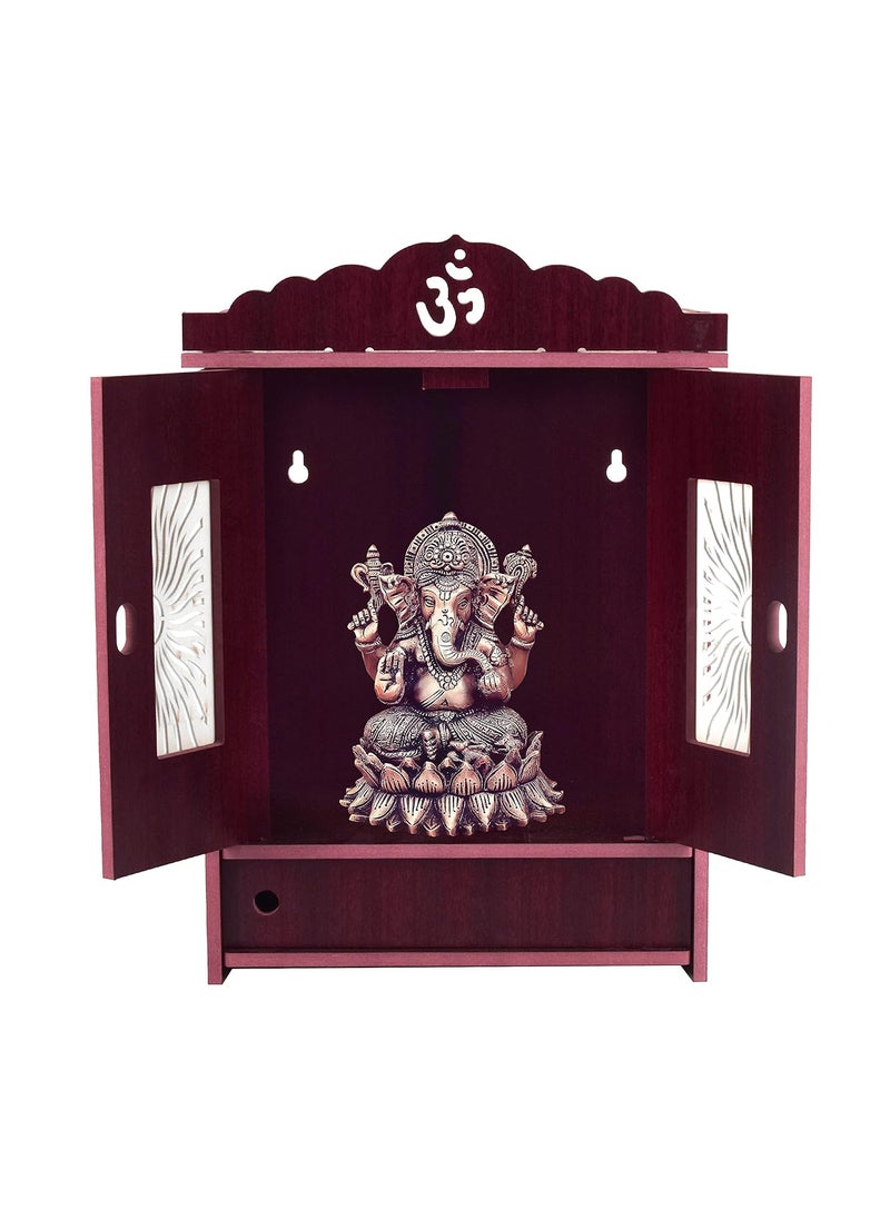 AVAD AVAD Wooden Acrylic Door Temple Handmade Wooden Beautiful Temple Attractive Design Temple Pooja Stand For Home And Office Maroon 41 Cm 17 Cm  - Image 2