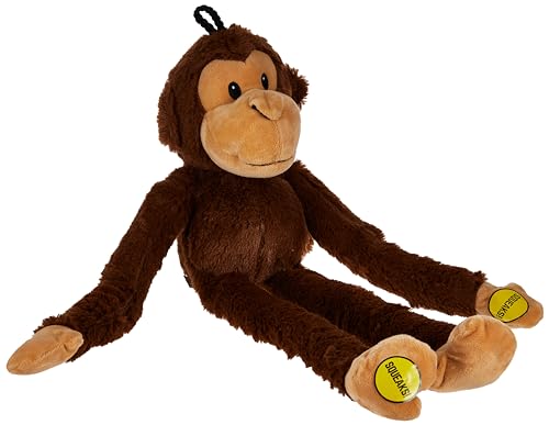 Multipet Swingin' Safari Monkey Dog Plush Toy - Squeaky Dog Toy for All Dogs - Extra Soft Plush Dog Toy - Stuffed Animal Dog Toy for Cuddling & Playing - Cute Dog Pet Toy (27”, Brown, 5 Squeakers) - Image 4