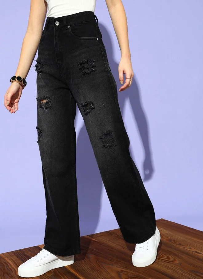 STREET 9 Flared High-Rise Black Jeans for Women