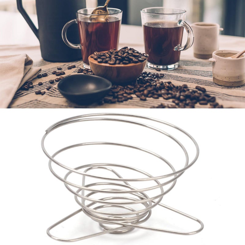 SUEIANNMN Collapsible Pour Over Coffee Dripper Filter Holder 12 Cups Folding Stainless Steel Reusable Coffee Cone Filter Portable Compact for Office Home Travel Picnic Camping Helix Style