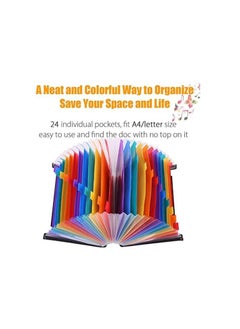 Excefore Expanding File Folder 24 Pockets, Multi-Color Accordion A4 Document Organizer with Expandable Wallet Stand – Works on Size and Letter  - Image 5
