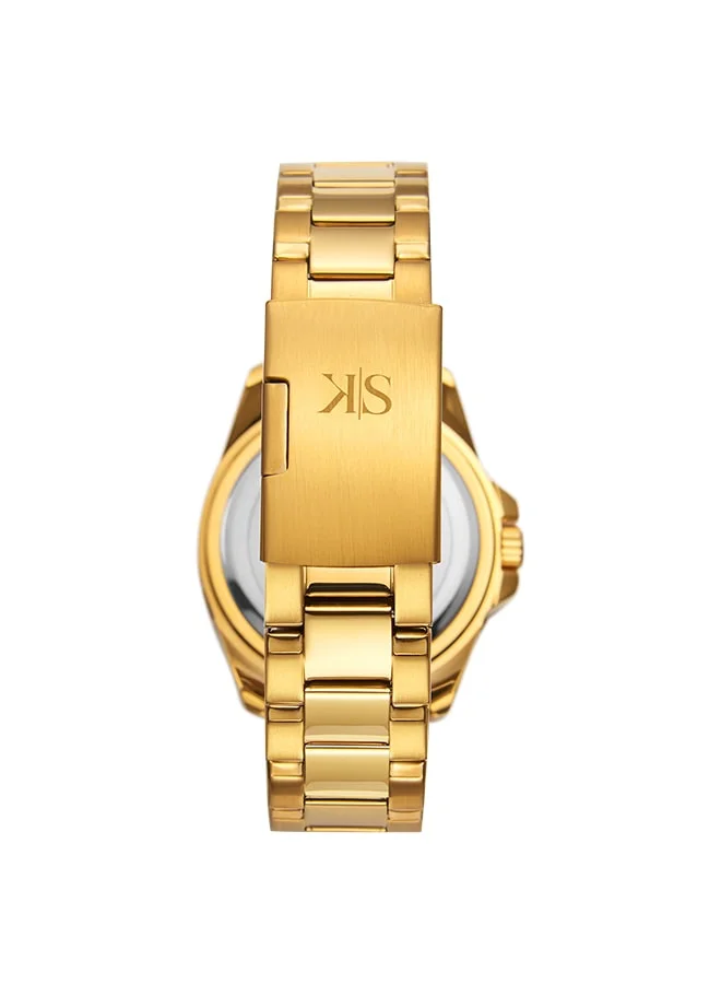 KENNETH SCOTT  Kenneth Scott Men's Japan Seiko/AL32 Movement Watch, Analog Display and Stainless Steel Strap - K22041-GBGN, Gold for Men | Best Price UAE