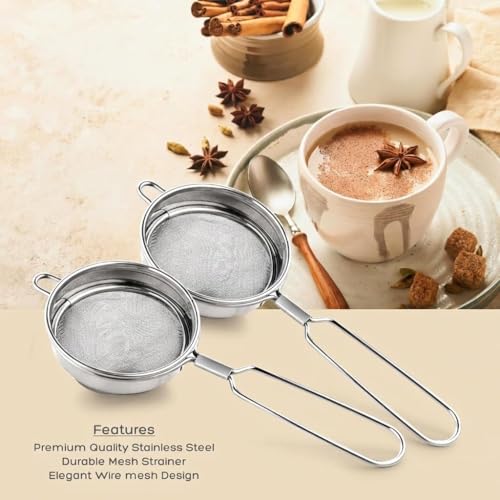 Vipron Stainless Steel Tea Strainer Set of 3 (8 cm) Fine Mesh Chai Chhalni – Tea & Coffee Filter, Juice and Oil Strainer with Durable Handle, Rust Proof Kitchen Strainer for Smooth Brewing - Image 5