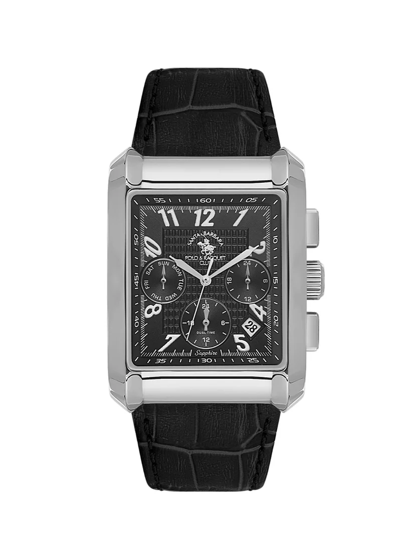 SANTA BARBARA POLO & RACQUET CLUB Santa Barbara Polo & Racquet Club - Legend Men's Watch | Leather Band with Steel Case | Analog | Square Dial | Sapphire Glass | Japanese Quartz | Water Resistance 50 Meters