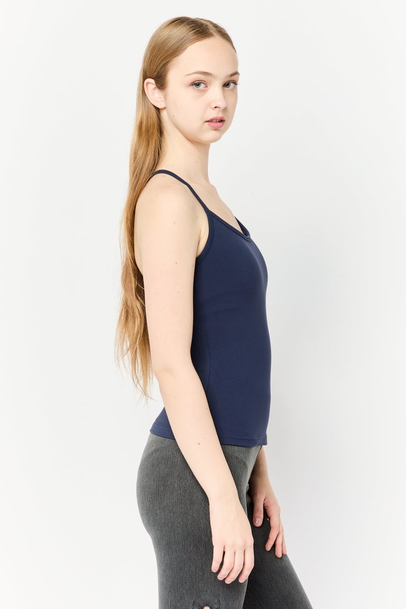 SKECHERS Women Sportswear Fit Sleeveless Padded Training Top, Navy - Image 4