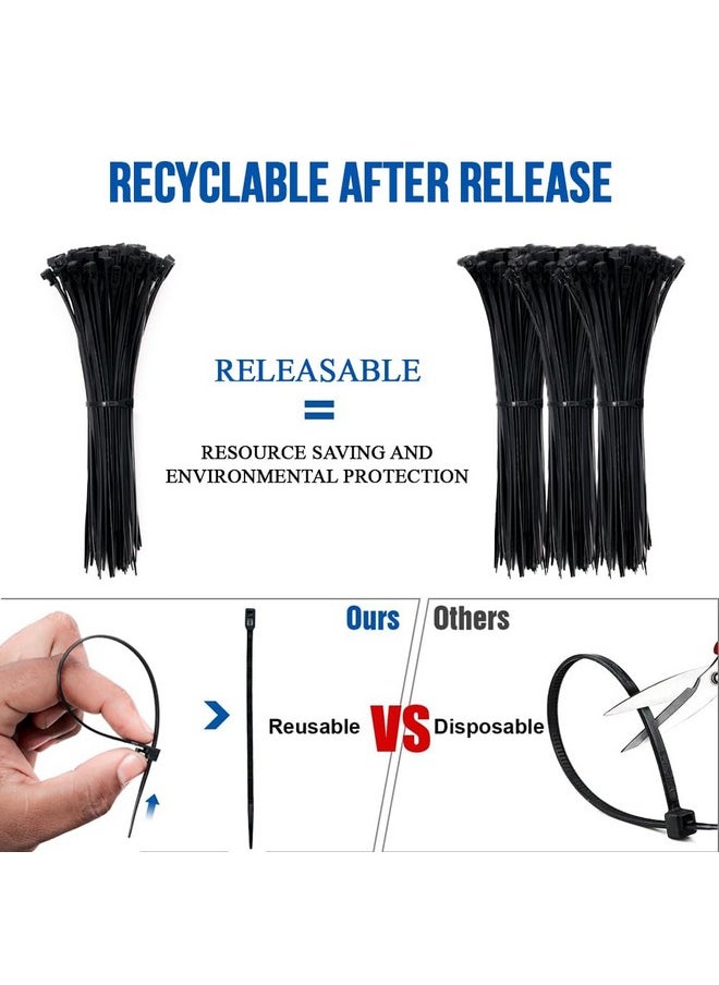 INOVERA (LABEL) Inovera (Label) Reusable Nylon Self Locking Releasable Cable Zip Tie, Adjustable Cord Ties Heavy Duty Plastic Wire Wraps For Home, Garden, Office, Garage (Black,3.6 X 200Mm, Pack Of 100)  - Image 3