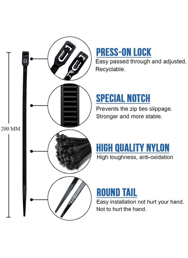 INOVERA (LABEL) Inovera (Label) Reusable Nylon Self Locking Releasable Cable Zip Tie, Adjustable Cord Ties Heavy Duty Plastic Wire Wraps For Home, Garden, Office, Garage (Black,3.6 X 200Mm, Pack Of 100)  - Image 2