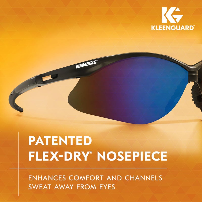 Kleenguardv30 Nemesissafety Glasses (14481)  Blue Lenses With Mirror Coating  Black Frame  Unisex Eyewear For Men And Women (12 Pairs/Case) - Image 4