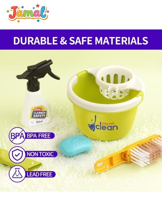 Jamal Kids Cleaning Toy Set, Pretend Play Home Cleaning Playset Incl：Electric Toy Vacuum, Broom and Dustpan Set, Mop,Duster and More,Cleaning Tools Toys for Boys and Girls. - Image 4