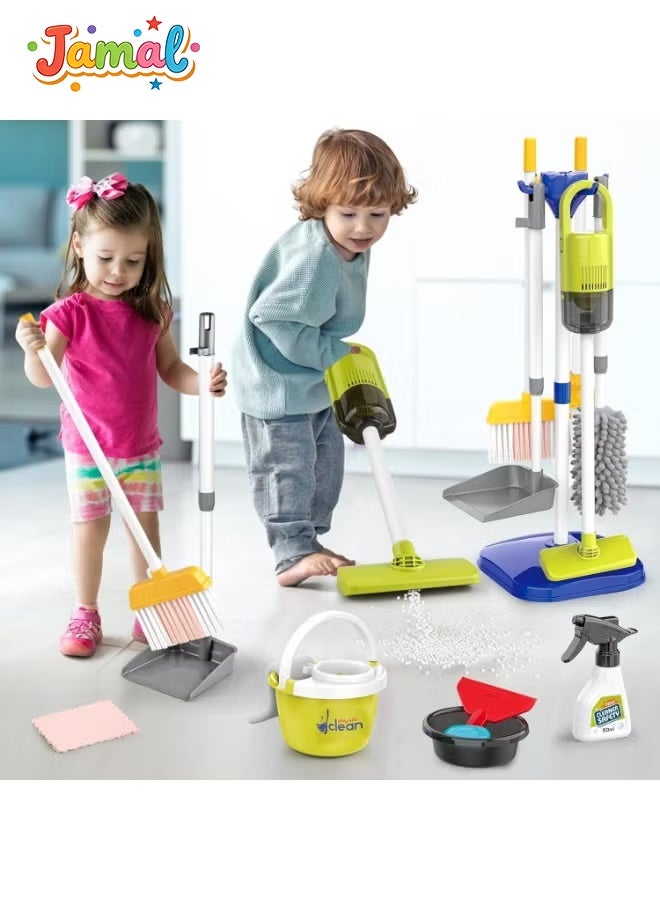 Jamal Kids Cleaning Toy Set, Pretend Play Home Cleaning Playset Incl：Electric Toy Vacuum, Broom and Dustpan Set, Mop,Duster and More,Cleaning Tools Toys for Boys and Girls. - Image 2