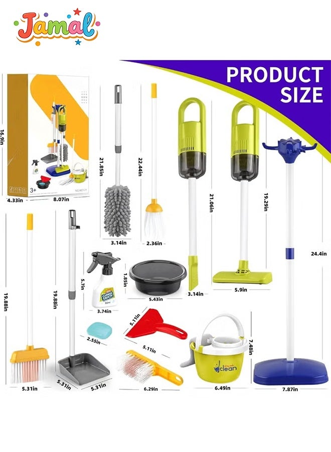Jamal Kids Cleaning Toy Set, Pretend Play Home Cleaning Playset Incl：Electric Toy Vacuum, Broom and Dustpan Set, Mop,Duster and More,Cleaning Tools Toys for Boys and Girls. - Image 5