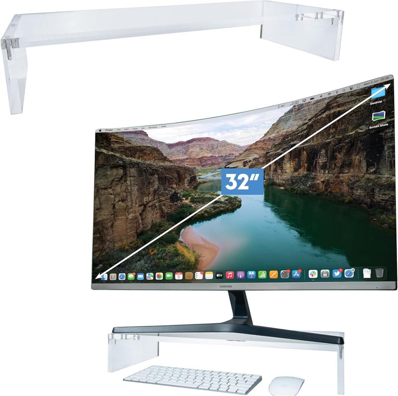 Mammoth Well-engineered versatile build DuraClear Acrylic Monitor Stand for Desk - 3" Elevation and 20" Wide Monitor Riser Stand- Elevate Monitor & Organize Your Workspace Daily use improved quality - Image 1