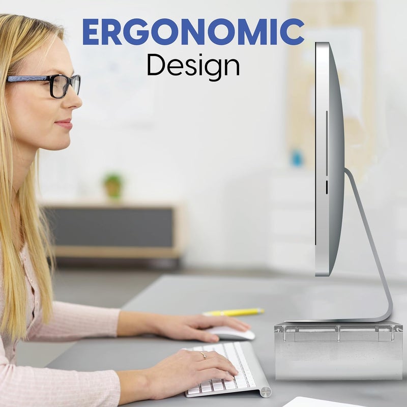 Mammoth Well-engineered versatile build DuraClear Acrylic Monitor Stand for Desk - 3" Elevation and 20" Wide Monitor Riser Stand- Elevate Monitor & Organize Your Workspace Daily use improved quality - Image 2