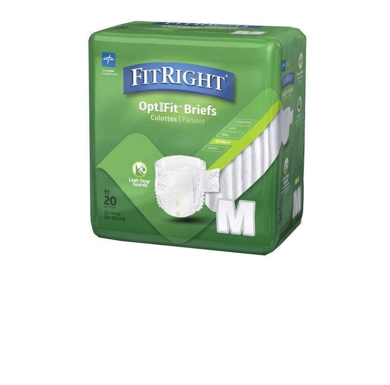 FitRight Adult Diapers, Extra+ Heavy Absorbency, M (Waist Size 32in-44in), 20 Count, OptiFit Incontinence Briefs for Men and Women, Disposable, Moisture-Wicking, Leak Protection, - Image 3