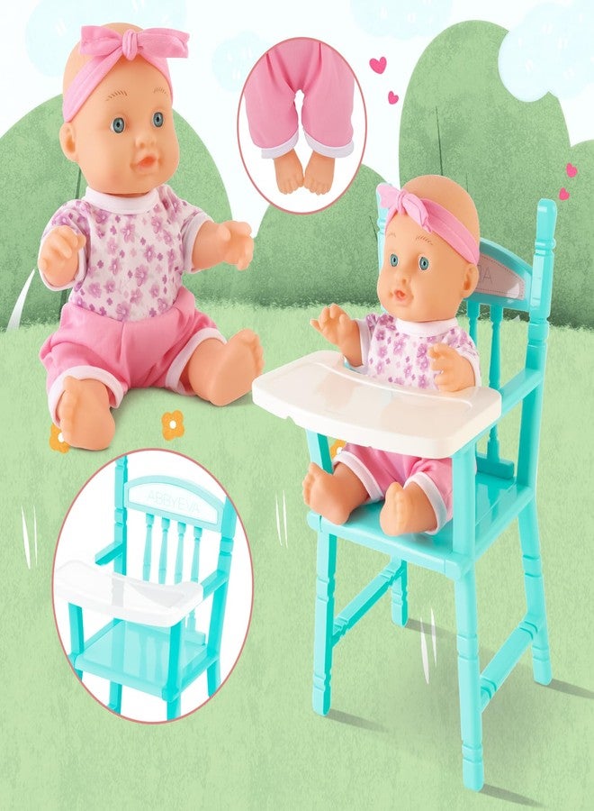 deAO Baby Doll Set Play Set Includes Miniature Crib,Mobile High Chair Stroller,12PCS Baby Doll Accessories,Great Pretend Play Gift for 3+ Years Old Kids Girls Boys S - Image 3