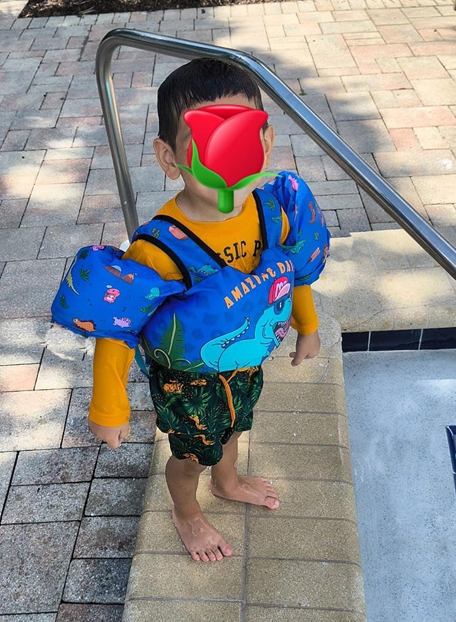 Kids Swim Vest with Adjustable Shoulder Straps, Non Inflatable Swimming Vest for Kids 3-8 Years Old, Toddler Floaties with Arm Bands, Baby Swimming Aid Vest with EPE Foam Buoyancy, Dinosaur Swim Jacket for Boys 12-30kg, Pool Beach Water Safety Training Gear - Image 2