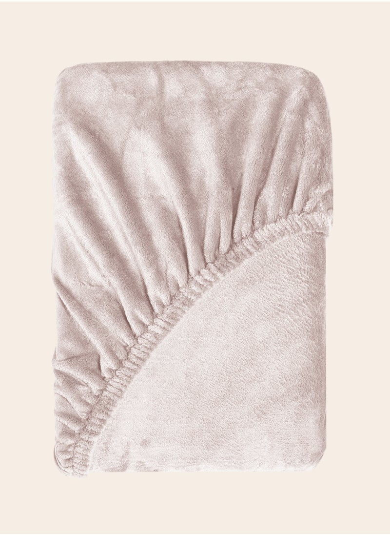 MORANO - Single Fitted Velvet Sheet 120 x 200 x 25 cm-Soft Pink - Image 1