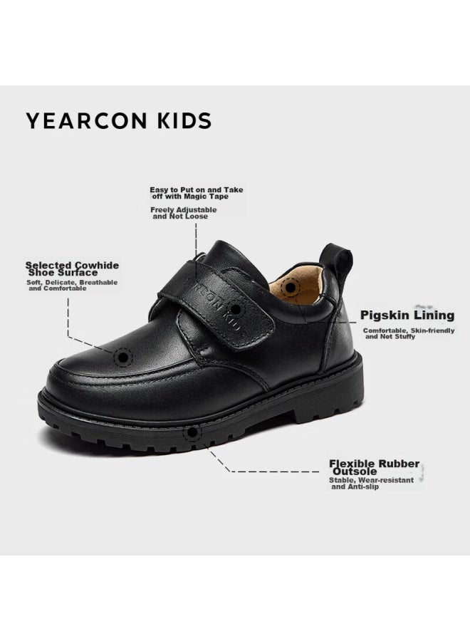 YEARCON Yierkang Boys' Leather Shoes, Black Children's Leather Shoes, Summer Top-grain Cowhide Student Leather Shoes, Boys' Performance Shoes, Black, Size 28 - Image 4