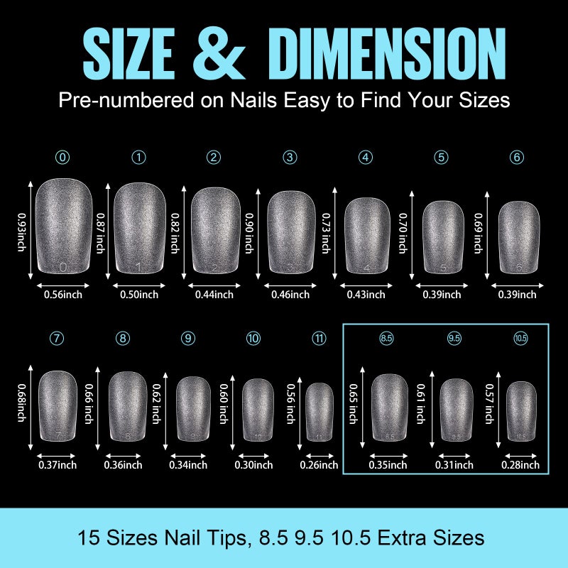 TOMICCA Short Coffin Nail Tips, 450Pcs Soft Pre Shaped Gel Fake Nails, 15 Sizes Full Cover Double-sided Matte Press on Flase Nail Tips for Home DIY Nail Art Women Girls - Image 5