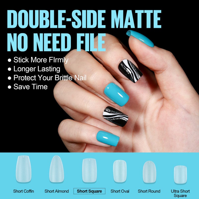 TOMICCA Short Coffin Nail Tips, 450Pcs Soft Pre Shaped Gel Fake Nails, 15 Sizes Full Cover Double-sided Matte Press on Flase Nail Tips for Home DIY Nail Art Women Girls - Image 4