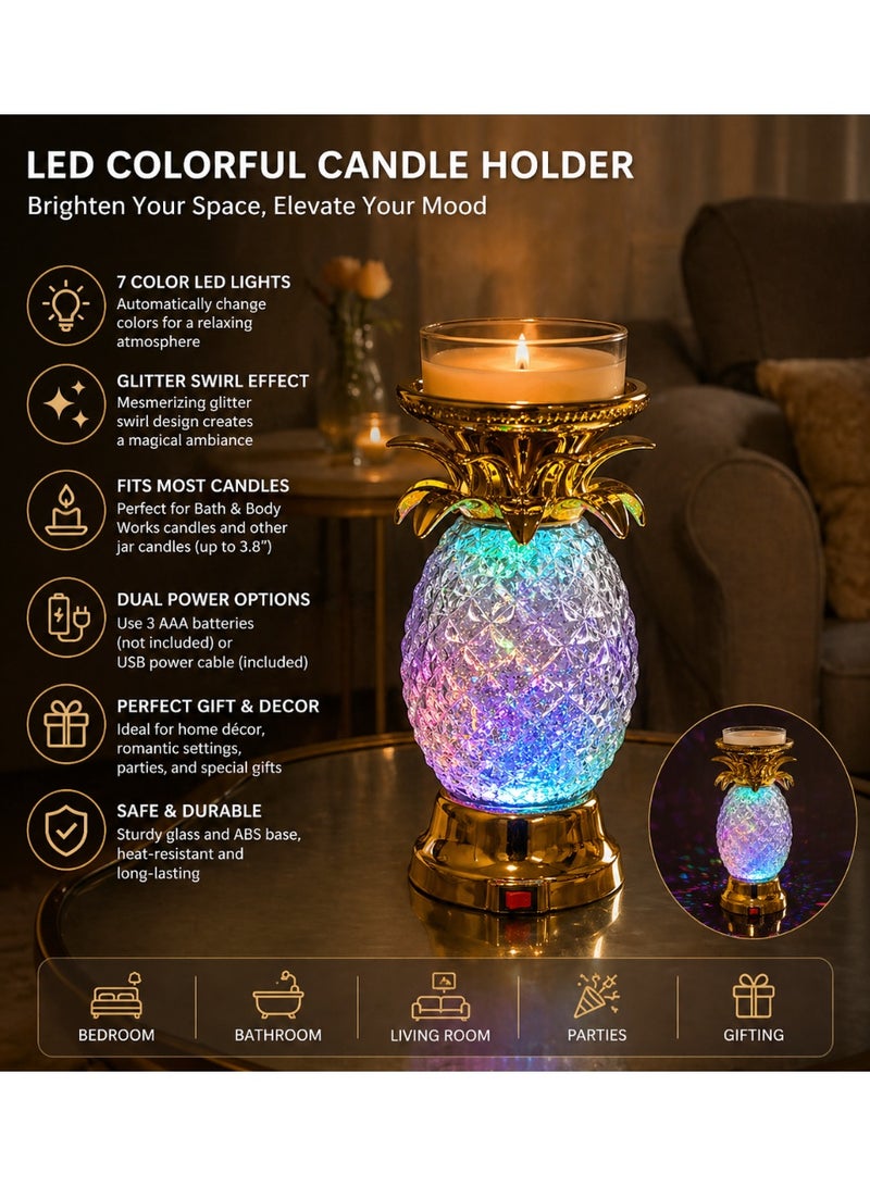 Colorful Crystal Pineapple Led Candle Holder Decorative Candle Stand Glitter Swirl Light Usb Or Battery Powered Romantic Home Decor - Image 3