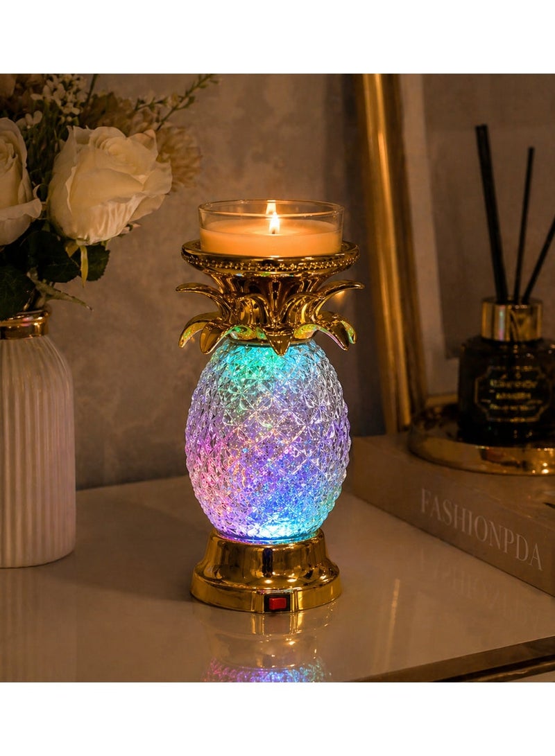 Colorful Crystal Pineapple Led Candle Holder Decorative Candle Stand Glitter Swirl Light Usb Or Battery Powered Romantic Home Decor - Image 1