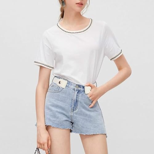 Toxen Invisible Buckle-less Jeans Belt with Ring Adjustable Buckle Free Waist Belt Elastic Belt for Jeans Pants Skirt for Unisex (White) - Image 5