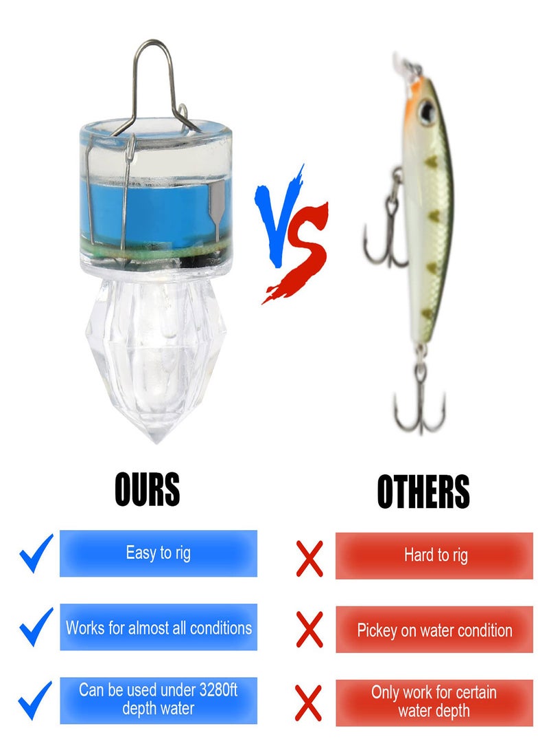 LED Fishing Lights, 6Pcs Diamond Style Bait Lures, Durable and Practical Tool for Attracting Fish, Versatile for Saltwater and Freshwater Fishing, Ideal for Bass and Halibut - Image 4