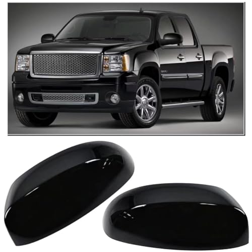 Abagael Mirror Covers Caps Compatible with Chevrolet Silverado Tahoe GMC Sierra Yukon Cadillac Escalade 2007 2008 2009 2010 2011 2012 2013 2014 GLOSSY BLACK