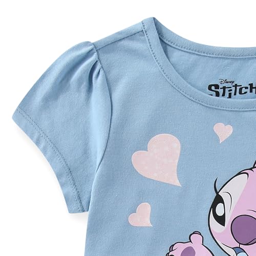 Disney Lilo & Stitch Angel Girls Short Sleeve T-Shirt for Big Kids Blue - Image 2