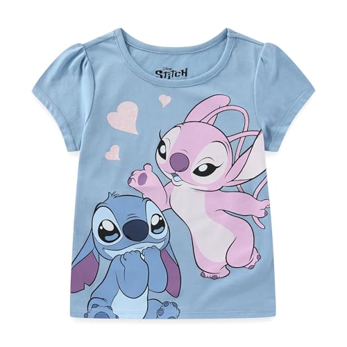 Disney Lilo & Stitch Angel Girls Short Sleeve T-Shirt for Big Kids Blue - Image 5