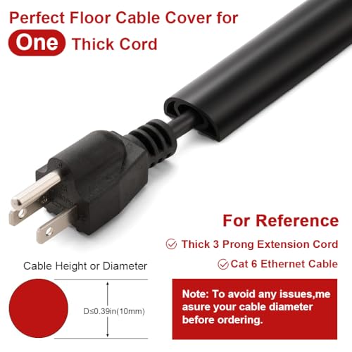 Serplex® PVC Cord Cover 6.6ft Self Adhesive Floor Cord Hider Wall Wire Holder Hider Cuttable Soft PVC Floor Cord Hider Flexible Wire Cover Reuseable Cord Cover Cord Guider - Image 2