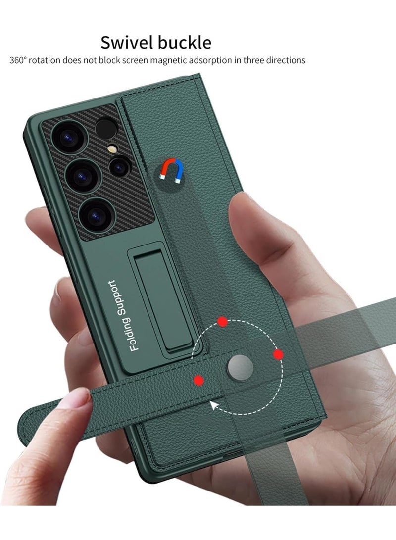 GKK Premium GKK For Samsung Galaxy S25 Ultra Leather Flip Case with Card Holder, Kickstand Leather Flip Phone Cover، Green، Samsung Galaxy S25 Ultra - Image 2