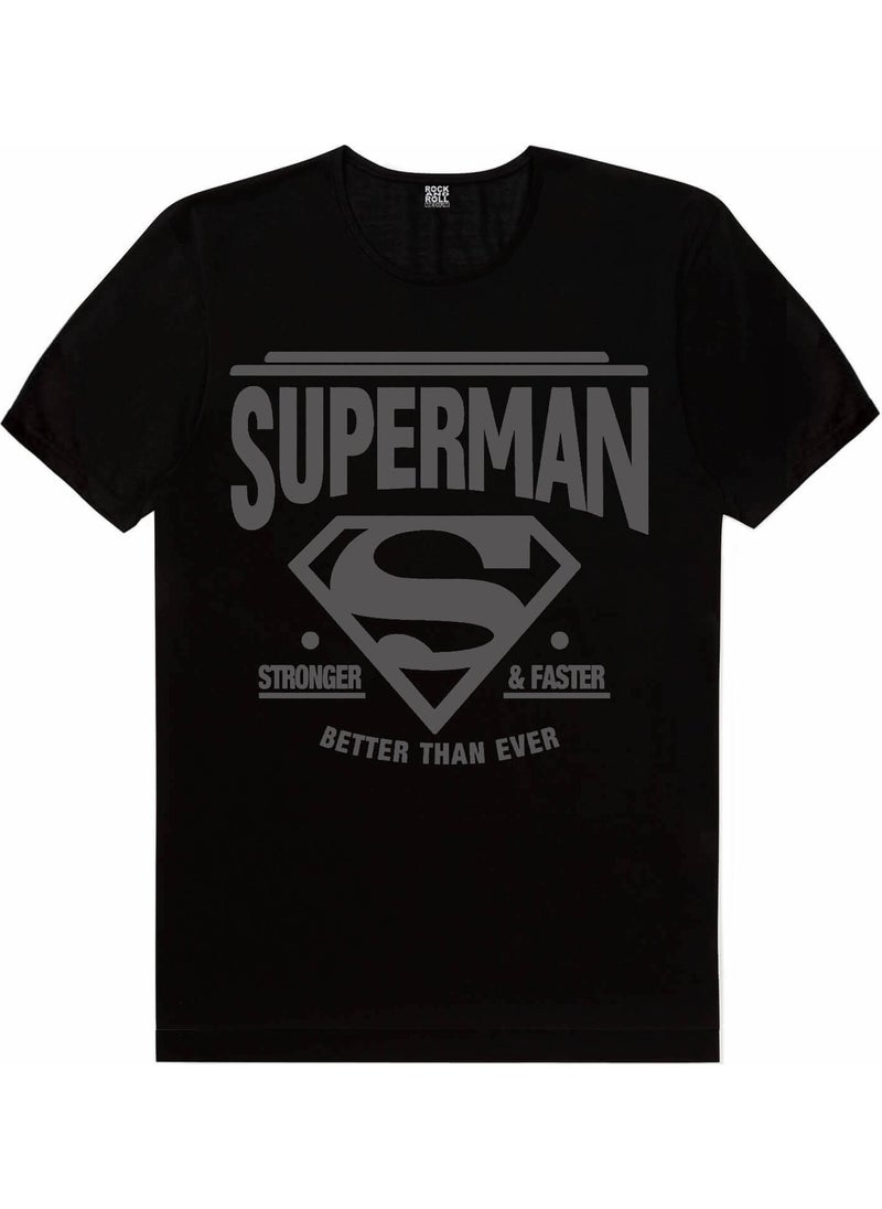 Rock&Roll Superman Black Short Sleeve T-Shirt  - Image 1