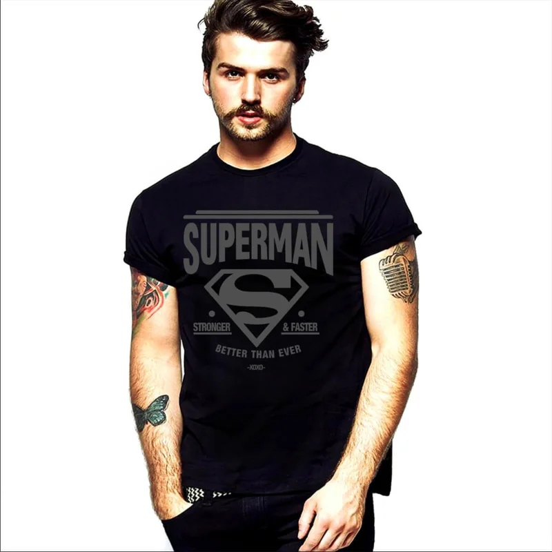 Rock&Roll Superman Black Short Sleeve T-Shirt