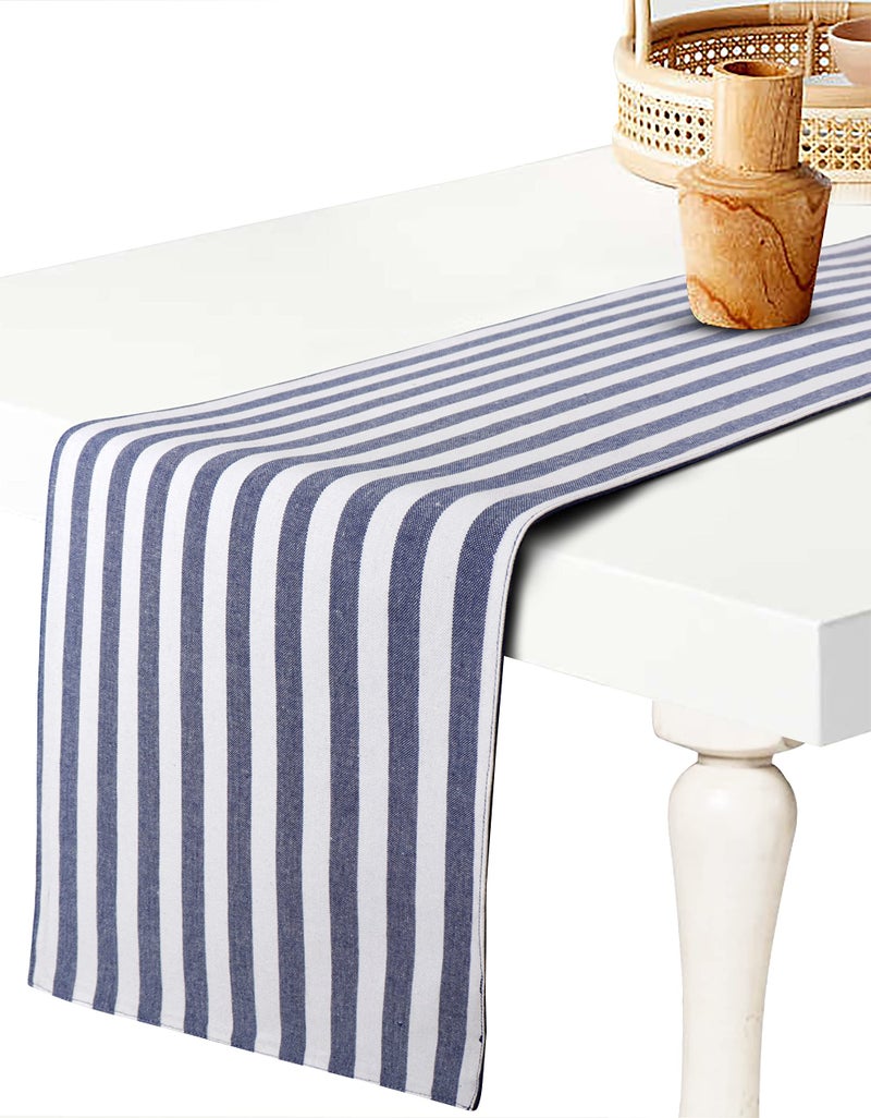 Airwill Cotton Stripes Pattern Table Runner Length 152cm (Blue, Pack of 1) - Image 2