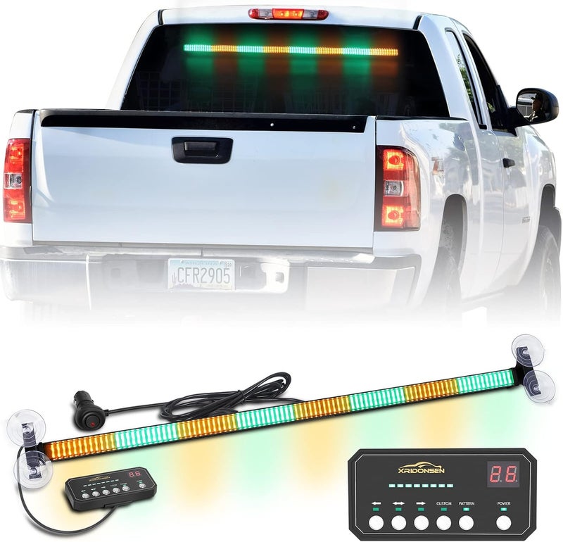 XRIDONSEN 35 Inch Traffic Advisor Light Bar with 144 LED Green Amber Strobe Lights - Image 1