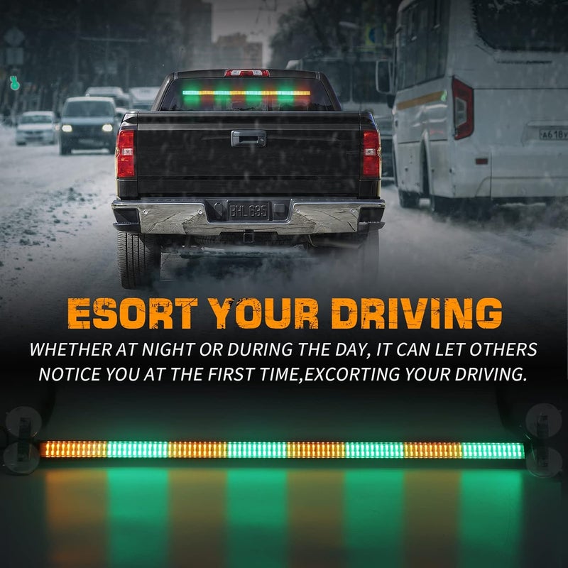 XRIDONSEN 35 Inch Traffic Advisor Light Bar with 144 LED Green Amber Strobe Lights - Image 2