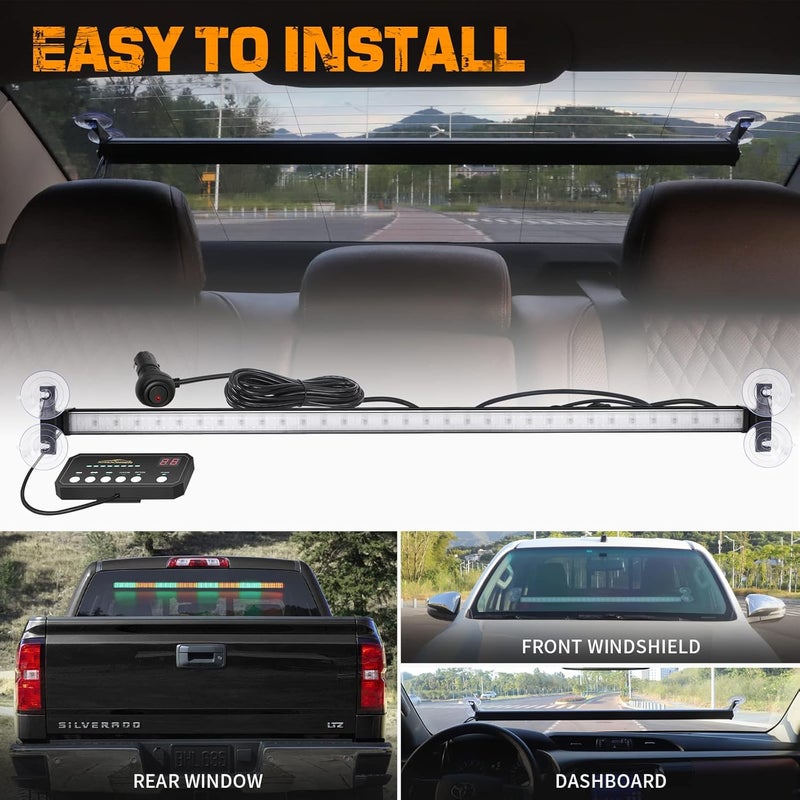 XRIDONSEN 35 Inch Traffic Advisor Light Bar with 144 LED Green Amber Strobe Lights - Image 5