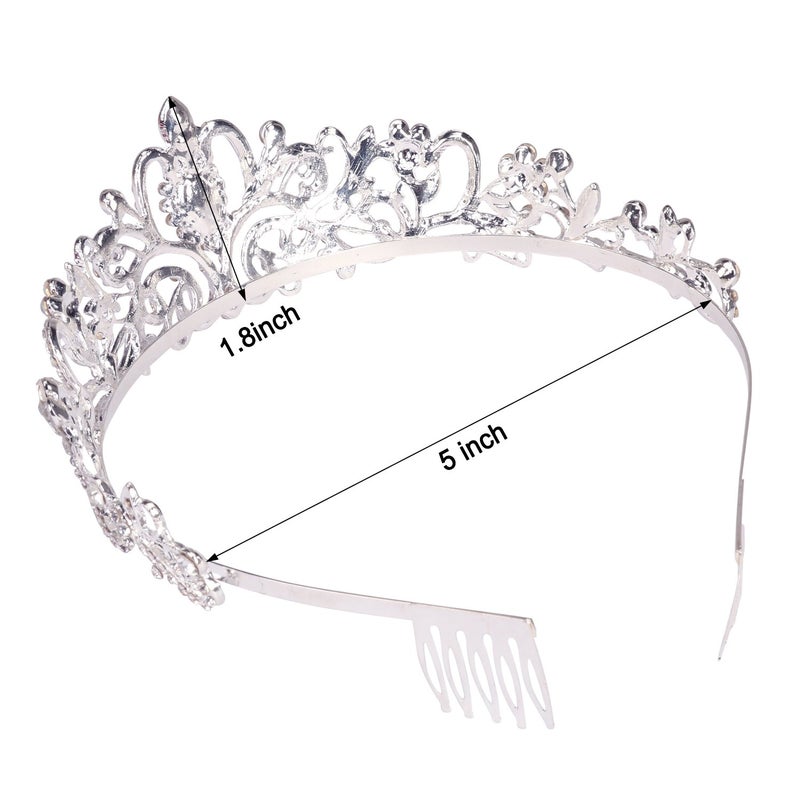 Didder Silver Crystal Tiara Crown Headband Princess Elegant Crown with combs for Women Girls Bridal Wedding Prom Birthday Party - Image 2